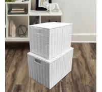 Arpan Laundry Resin Woven Hamper Basket Storage Chest Trunk Hamper/kids Toy Storage (Medium Pack Of 2)
