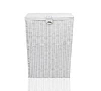Arpan Medium Resin Laundry Clothes Basket With Lid And Lining Storage Basket With Removable Lining, White