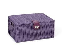 Arpan Medium Resin Woven Storage Basket Box With Lid & Lock - Purple