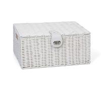 Arpan Medium Resin Woven Storage Basket Box With Lid & Lock - White