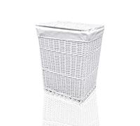 Arpan Medium White White Wicker Washing Cloth Basket With White Lining