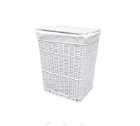 Arpan Medium White Wicker Washing Cloth Basket With White Lining Arpan White