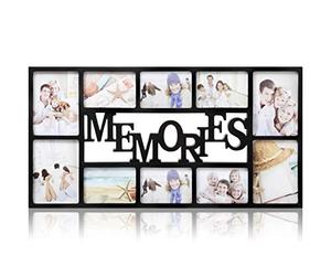 ARPAN Memories Multi Aperture Photo Picture Frame Holds 10 Photos - Black