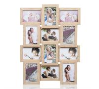 ARPAN Multi Aperture Picture Wooden Photo Frame Holds 12 x 6 x4 Photos, Collage Picture Wall-Mounted Frame (Natural)