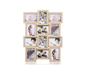 ARPAN Multi Aperture Picture Wooden Photo Frame Holds 12 x 6 x4 Photos, Collage Picture Wall-Mounted Frame (Natural)
