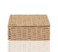 Arpan Natural Paper Rope Storage Basket Box With Lid (Small)