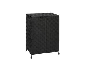 Arpan Nylon Folding Laundry Hamper Basket with Lid & Handle in Black Arpan Black