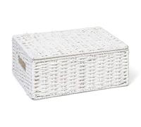 ARPAN Paper Rope Storage Basket Box With Lid - White (Medium)