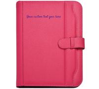 Arpan Personalised A4 Conference Portfolio Document Folder with Calculator, Notepad, Hot Pink, Professional Business File with Closure Belt (Customise with Text)