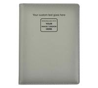 ARPAN Personalised A5 Presentation Folder, 36 Pockets, 72 Sides, Portfolio Display Book with Plastic Sleeves, Certificate and Document Organiser (Grey, Customise with Text & Logo)