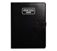 Arpan Personalised Custom Logo A4 Business Portfolio Case, Document Organiser with Clipboard and Notepad (Black)