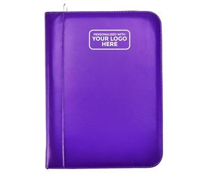 Arpan Personalised Custom Logo A4 Executive Ring Binder Portfolio, Zipped Conference Folder, Document File Folder with Calculator, Punch Pockets, Card & Pen Holders (Purple)
