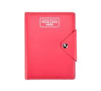 ARPAN Personalised Custom Logo A5 Executive Personal Organiser Ruled Notebook Padded Leather Cover with Stud Button Closure (Pink)