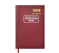 ARPAN Personalised Diary 2026 A5 - Custom Page-a-Day Planner with Logo, Hardback Daily Planner, 2026 Day-per-Page for Office, Work, Home & Bookings (Burgundy A5 with Logo)