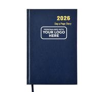 ARPAN Personalised Diary 2026 A5 - Custom Page a Day planner with Logo, Hardback Daily Planner, 2026 Diary Day per Page for Office, Work, Home & Bookings (Blue A5 with Logo)