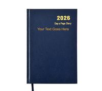 ARPAN Personalised Diary 2026 A5 - Custom Text Page a Day, 2026 Planner, Day per Page for Office, Work, School, Home & Bookings (Blue A5 with Text)