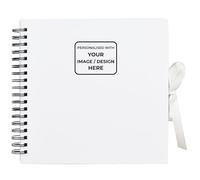 ARPAN Personalised Image Scrapbook Album Spiral Bound Photo Album 100 Pages Thick Paper DIY Memory Book for Wedding Birthday Travel Art Craft 26 x 25.5 cm Ribbon Closure (Whte Cover-White Page)