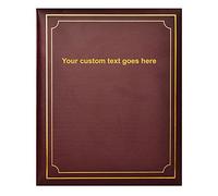 Arpan Personalised Text Self-Adhesive Photo Album, 24 Sheets, 48 Sides, Leather Look Padded Cover, Post Bound, Black, Blue, Burgundy (Burgundy)