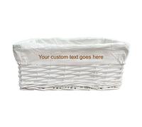 Arpan Personalised Text White Wicker Gift Hamper Storage Basket with White Cloth Lining