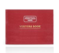 Arpan Personalised Visitor Book - Guest Register for Business, Office, Schools & Hotels | Visitors Book Hardback, Sign in and Out, Comments Book & Personalised Guest Book (Burgundy - Custom Logo)