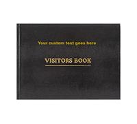 Arpan Personalised Visitor Book - Guest Register for Business, Office, Schools & Hotels | Visitors Book Hardback, Sign in and Out, Comments Book & Personalised Guest Book (Black - Custom Text)