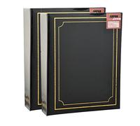 Arpan Photo Album 6x4" 10x15cm for 200 Photos Slip In - Pack of 2 Padded Slip In Photo Albums | Photo Albums 6x4 200 Photos Slip In | Arpan Album & Photos Album with CD Pocket - Black Padded Cover