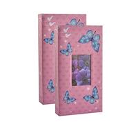 Arpan Photo Album Slip In Case 6x4"/10x15cm for 300 Photos x 2 - Flip Photo Albums 6x4 | Large Photo Albums | Arpan Album & Slip In Photo Album with CD Pocket (Pink Butterfly)