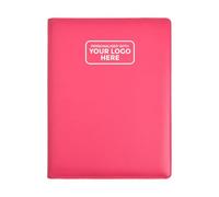 ARPAN Pink A4 Personalised Logo Presentation Folder - 48 Pockets 96 Sides Professional Portfolio Document Display Book | Faux Leather Record of Achievement Folder for Conference or Work