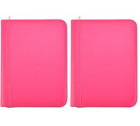 ARPAN Pink A4 Zipped Conference Folder with Calculator & Pad, Leather Look Portfolio Holder with Document Pockets (34 x 25 cm) (Pack of 2)