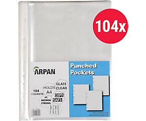 ARPAN Punched Pockets A4 Clear Transparent 45 microns PP (Polypropylene) 11 Holes ST-9605 Pack of 104