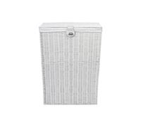 Arpan Resin Large Laundry Clothes Basket with Lid, Lock & Lining Storage Basket with Removable Lining 85 Liters in White Arpan White