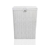 Arpan Resin Large Laundry Clothes Basket With Lid, Lock And Lining Storage Basket With Removable Lining 85 Liters - White