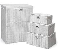 ARPAN Resin Laundry, Storage Basket Set with Lid - 5PCS Hamper, Bathroom Bin, Bedroom Organizer for General Storage Washing Clothes, Towel, Soap, Shower Gel