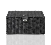 ARPAN Resin Woven Storage Basket Box with Lid & Lock, Black, 1, Medium