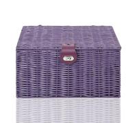 ARPAN Resin Woven Storage Basket Box with Lid & Lock, Purple, 1, Large