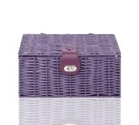 ARPAN Resin Woven Storage Basket Box with Lid & Lock, Purple, 1, Small