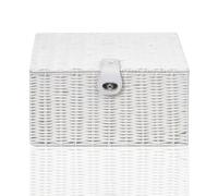 ARPAN Resin Woven Storage Basket Box with Lid & Lock, White, 1, Medium
