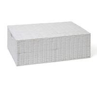 ARPAN Resin Woven Under Bed Storage Box, Chest Shelf Toy Clothes Basket With Lid - White (Large)