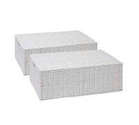 ARPAN Resin Woven Under Bed Storage Box, Chest Shelf Toy Clothes Basket With Lid - White (Set of 2 - Medium Baskets)