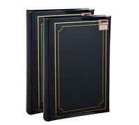ARPAN Set of 2 Black Photo Albums - Padded Cover Memo Slip-In Design for 300 Photos 6x4 - Premium 300 Photo Album with Writing Space, CD/DVD Pocket & Index - Perfect 300 Photos 6x4