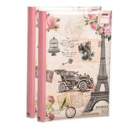 ARPAN Vintage Travel Photo Album Memo Slip in Case Photo Album For 300 6 x 4” / 10x15 cm Photos CD/DVD Pocket Memo Writing Area - (Set of 2)