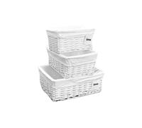 Arpan Set Of 3 White Wicker Gift Hamper Storage Basket With White Cloth Lining Arpan White