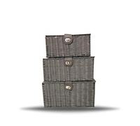 ARPAN Storage Basket Plastic Grey 36 x 28 x 18.5 cm Set of 3