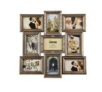 ARPAN Vintage Gold Multi Aperture Picture Photo Frame, Holds 9 x 6x4'' Photos, Family Frame
