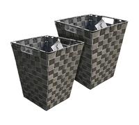 ARPAN Waste Paper Bin Grey Nylon Plastic Strong Square Storage Basket Ideal for Home, Office, Hotels - Versatile wastebasket for garbage and rubbish (2)