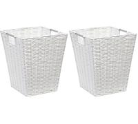 ARPAN Waste Paper Bin White Resin Plastic Strong Square Basket Storage Ideal For Home, Office, Hotels (White Square) (Pack of 2)