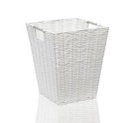 ARPAN Waste Paper Bin White Resin Plastic Strong Square Basket Storage Ideal For Home, Office, Hotels (White Square)