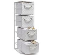 ARPAN White 4-Drawer Storage Unit, Slim Drawer Unit for Bathroom, Bedroom or Office Storage, Basket Drawers (18 x 25 x 65 cm)