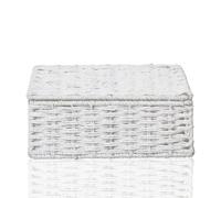 ARPAN White Paper Rope Storage Basket with Lid & Insert Handles, Woven Storage Hamper Organiser Box for Bedroom, Bathroom, Nursery, Living Room & Home Storage (1, Small)
