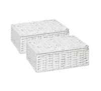 ARPAN White Paper Rope Storage Basket with Lid & Insert Handles, Woven Storage Hamper Organiser Box for Bedroom, Bathroom, Nursery, Living Room & Home Storage (2, Small)